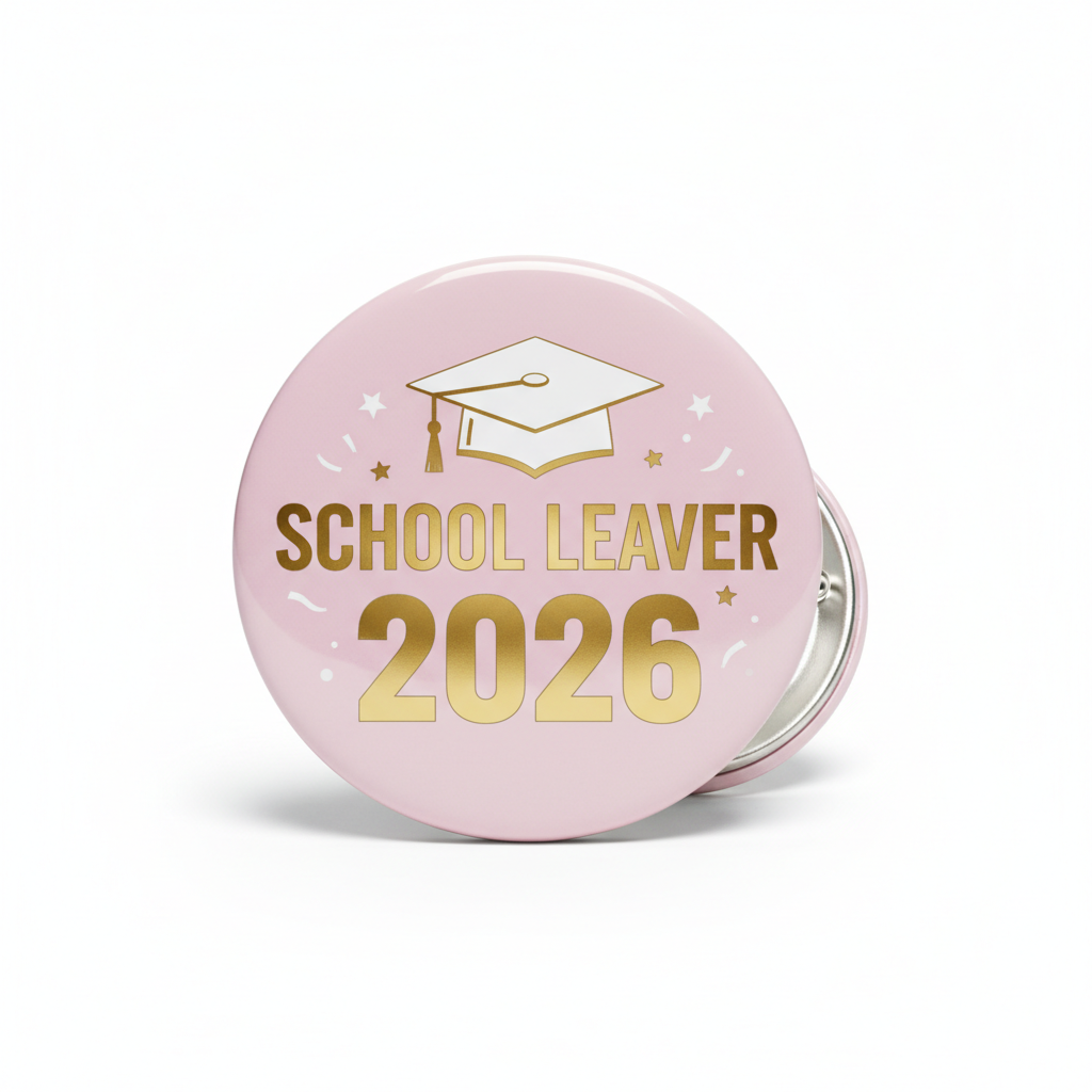 Pink School Leaver 2026 Graduate Pinback 2.25-inch