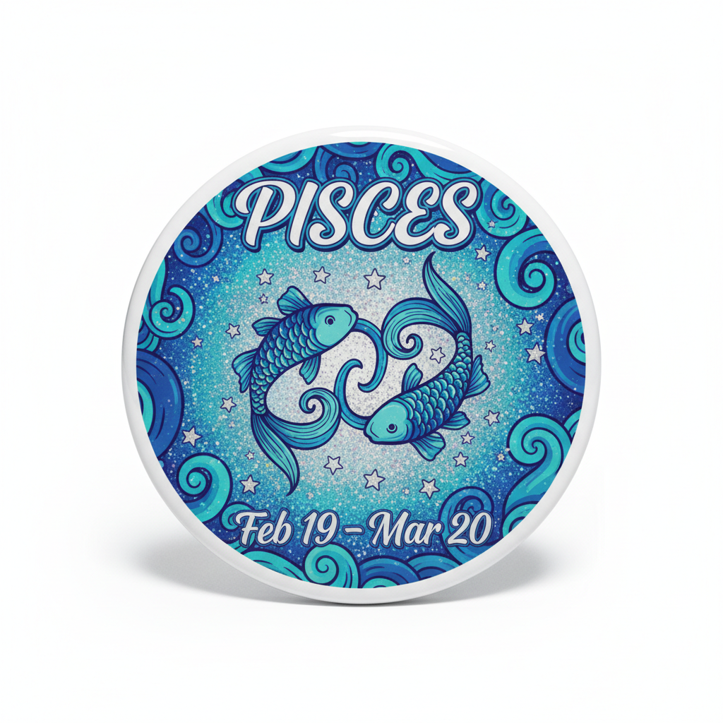 Pisces Zodiac Sign Button Pinback 2.25-inch