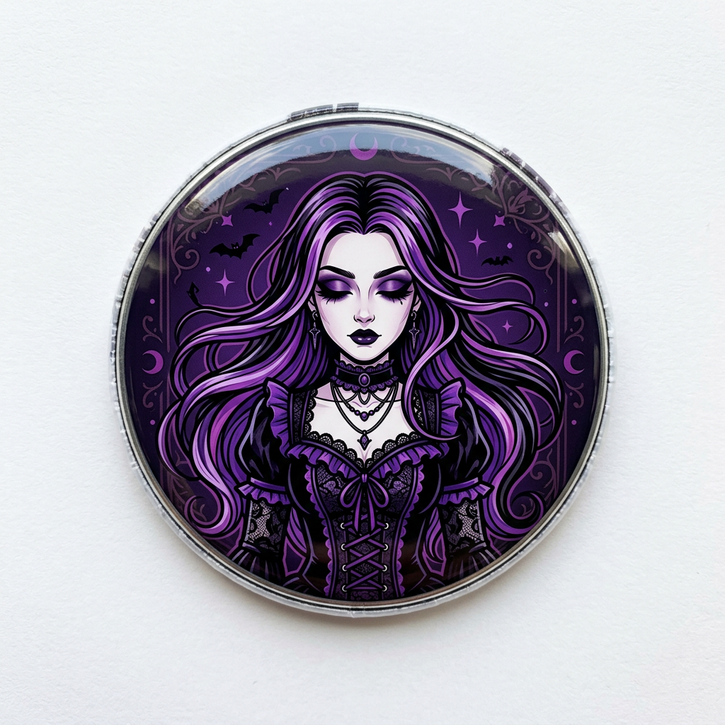 Purple Goth Girl Pin Button 2.25-inch