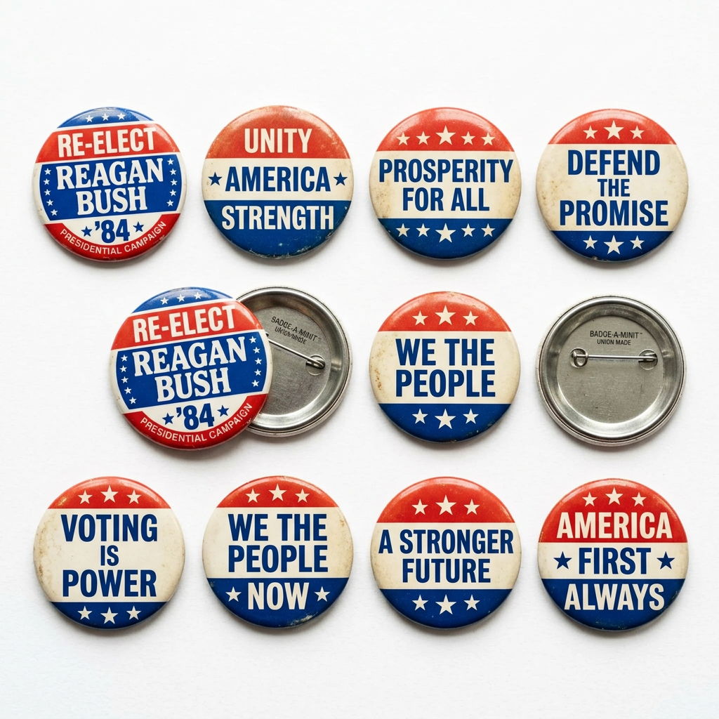 Re-elect Reagan Bush '84 Campaign Republican Pin Button 1.25-inch 8 Pcs