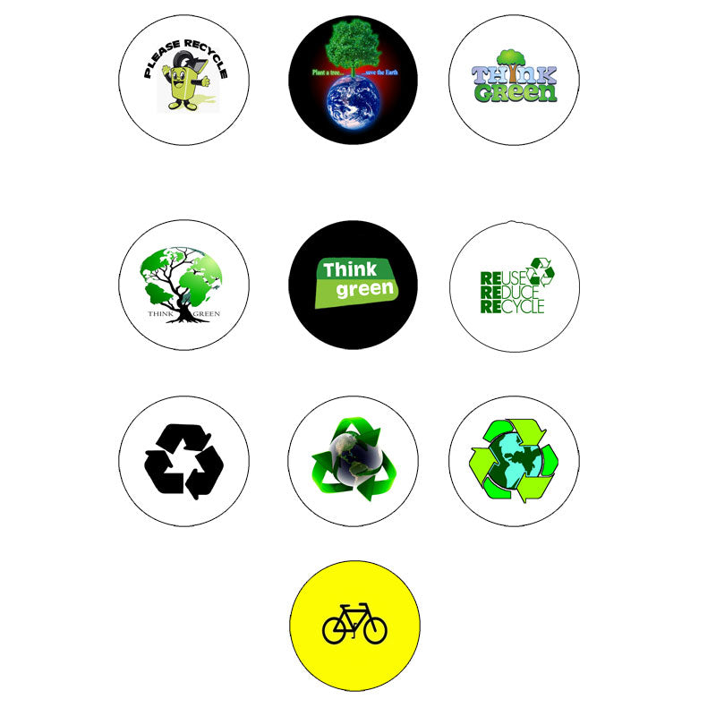 Recycle Think Green 10 Pcs Pinback 1.25"