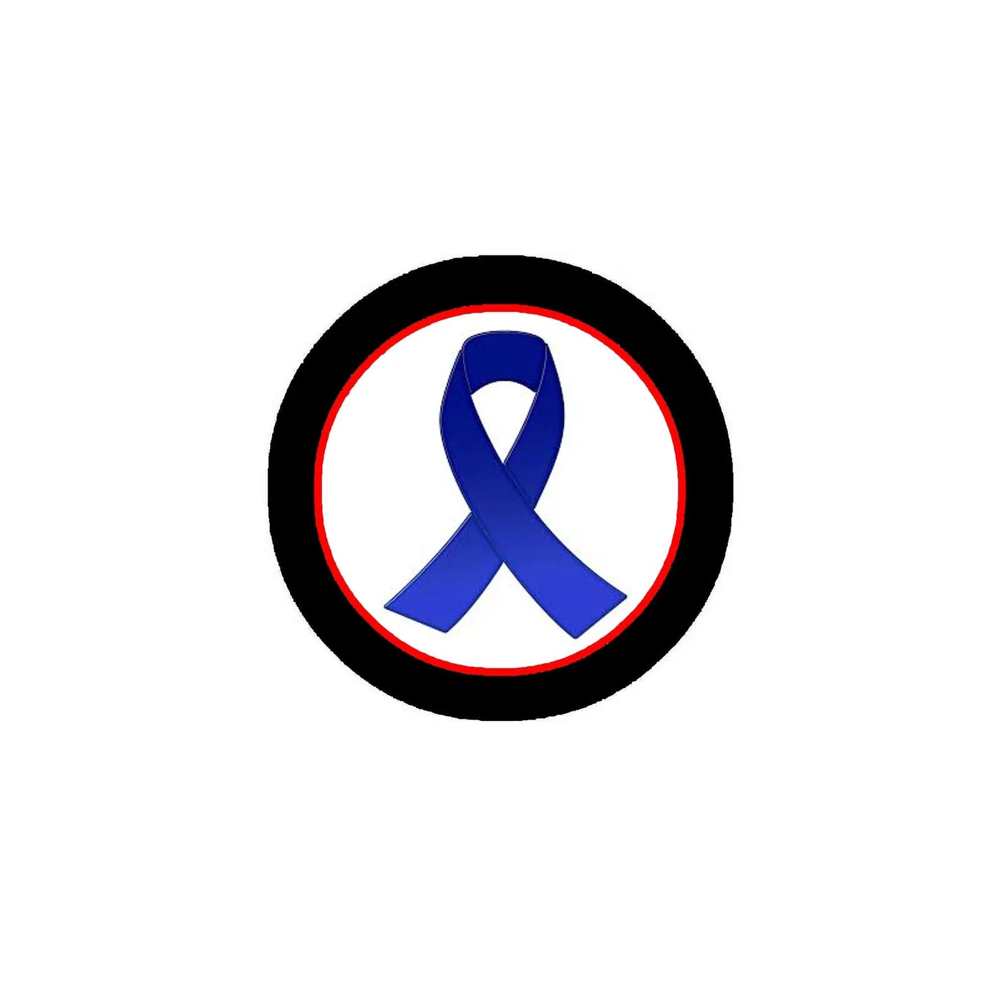 2.25-inch ribbon pin with blue awareness ribbon and black border
