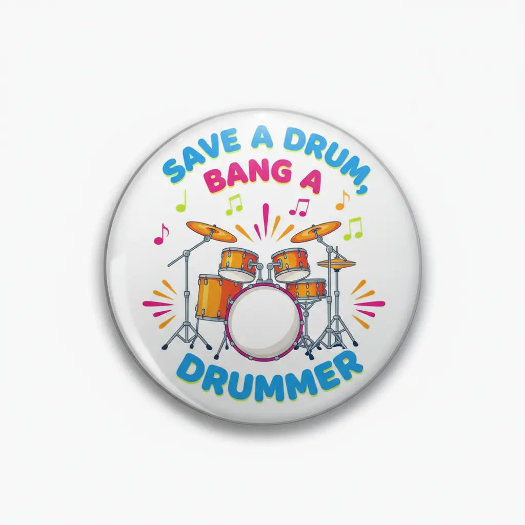 save a drum bang a drummer Pinback 2.25-inch
