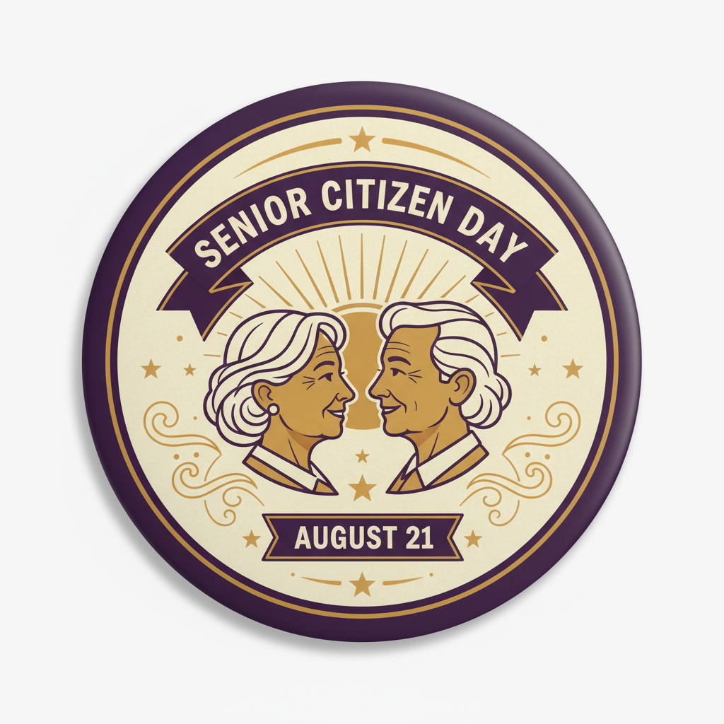 Senior Citizen Day (August 21) Pinback 2.25-inch