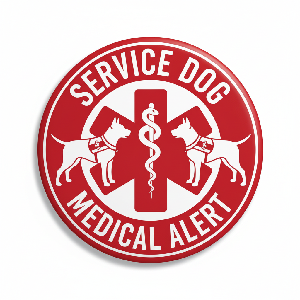Service Dog Medical Alert Pinback 2.25-inch