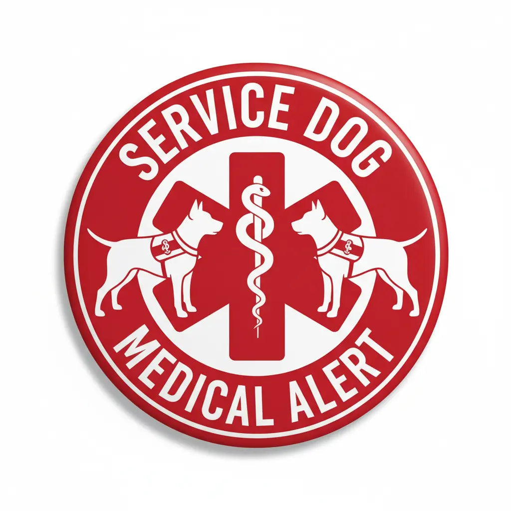 Service Dog Medical Alert Pinback 2.25-inch