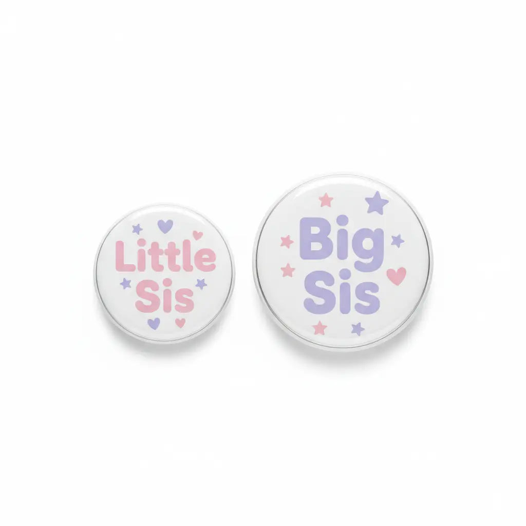 Set 2 Pcs little and big sis Pinback 2.25-inch