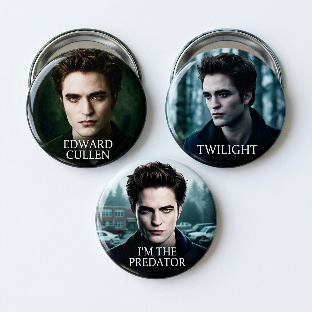 Set 3 Edward Cullen Pin Button 2.25-inch