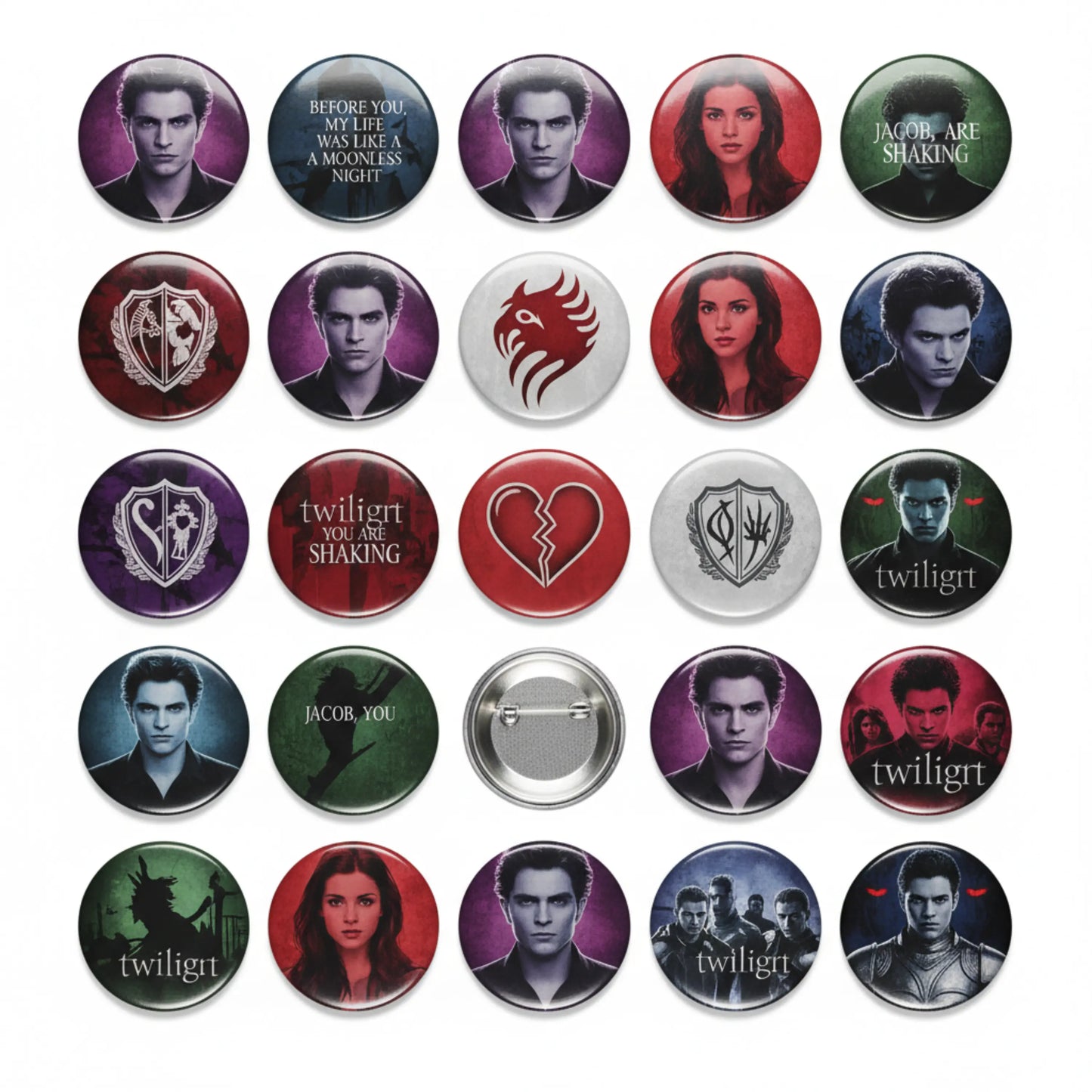 Set of 35 Pcs Twilight New Moon Colorful 2.25-inch Pinback Collection