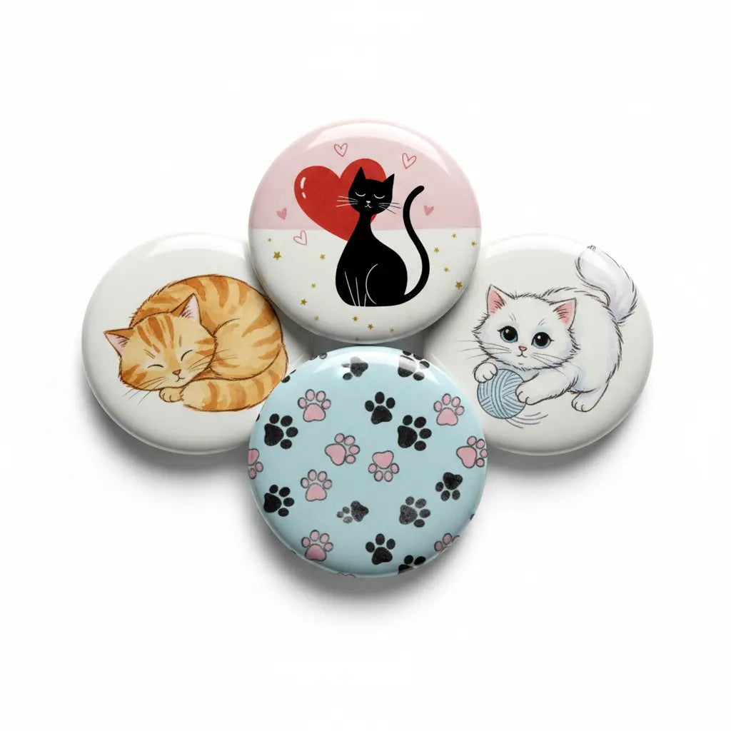 Set of 5 Pcs Cat Lover Pinback 1.25-inch