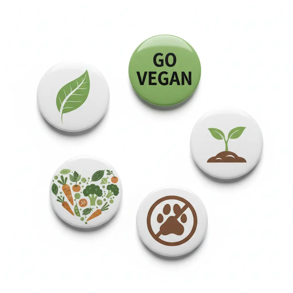 Set of 5 Pcs Vegan Pinback 1.25-inch