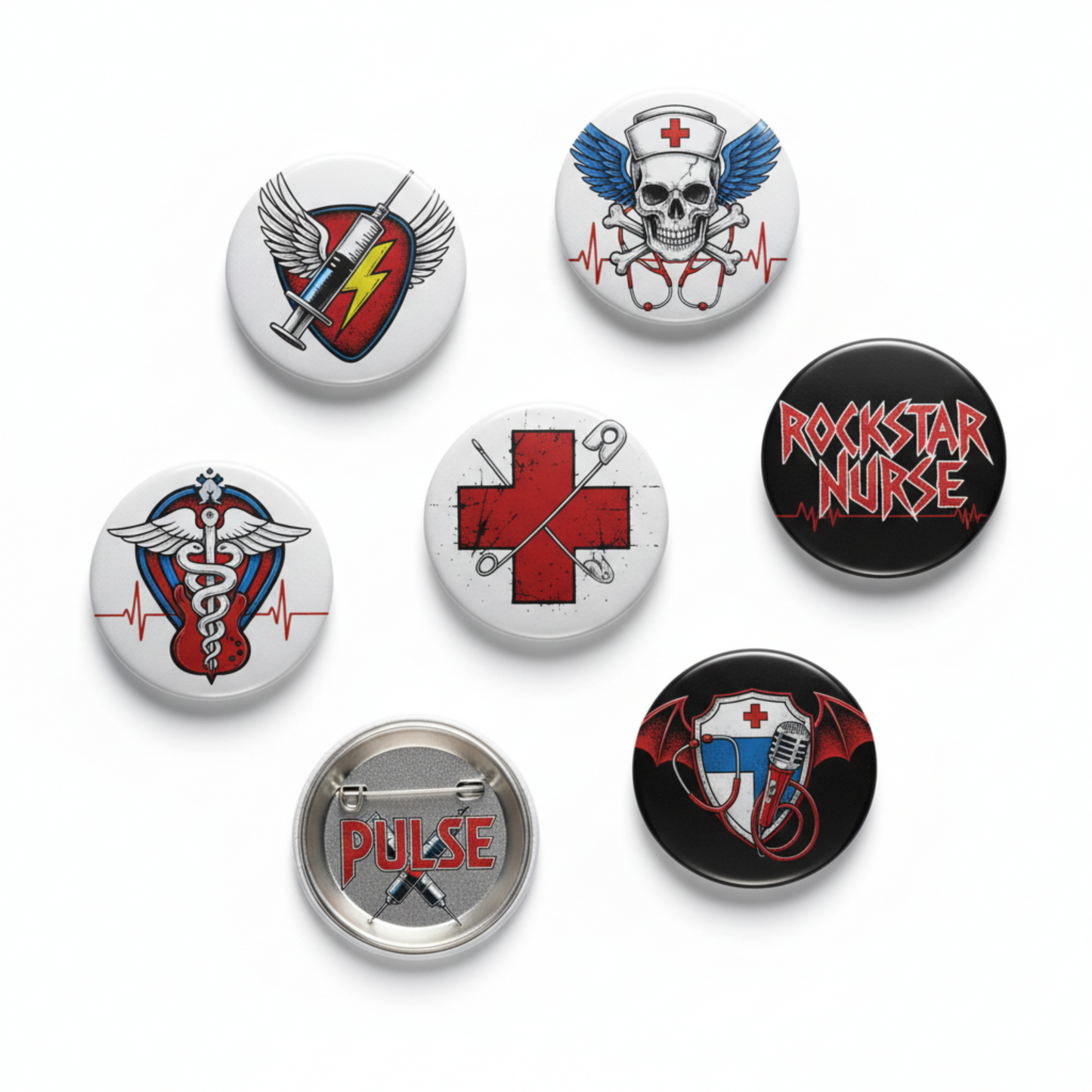 100 Pcs Nurse Love Collection Pinback 1.25-inch
