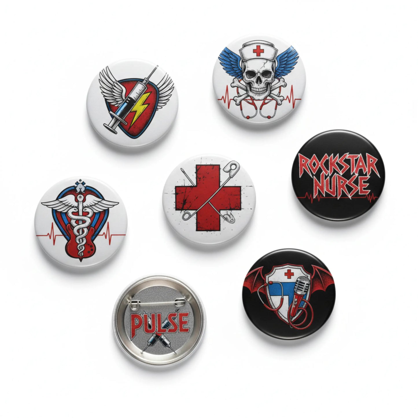 100 Pcs Nurse Love Collection Pinback 1.25-inch