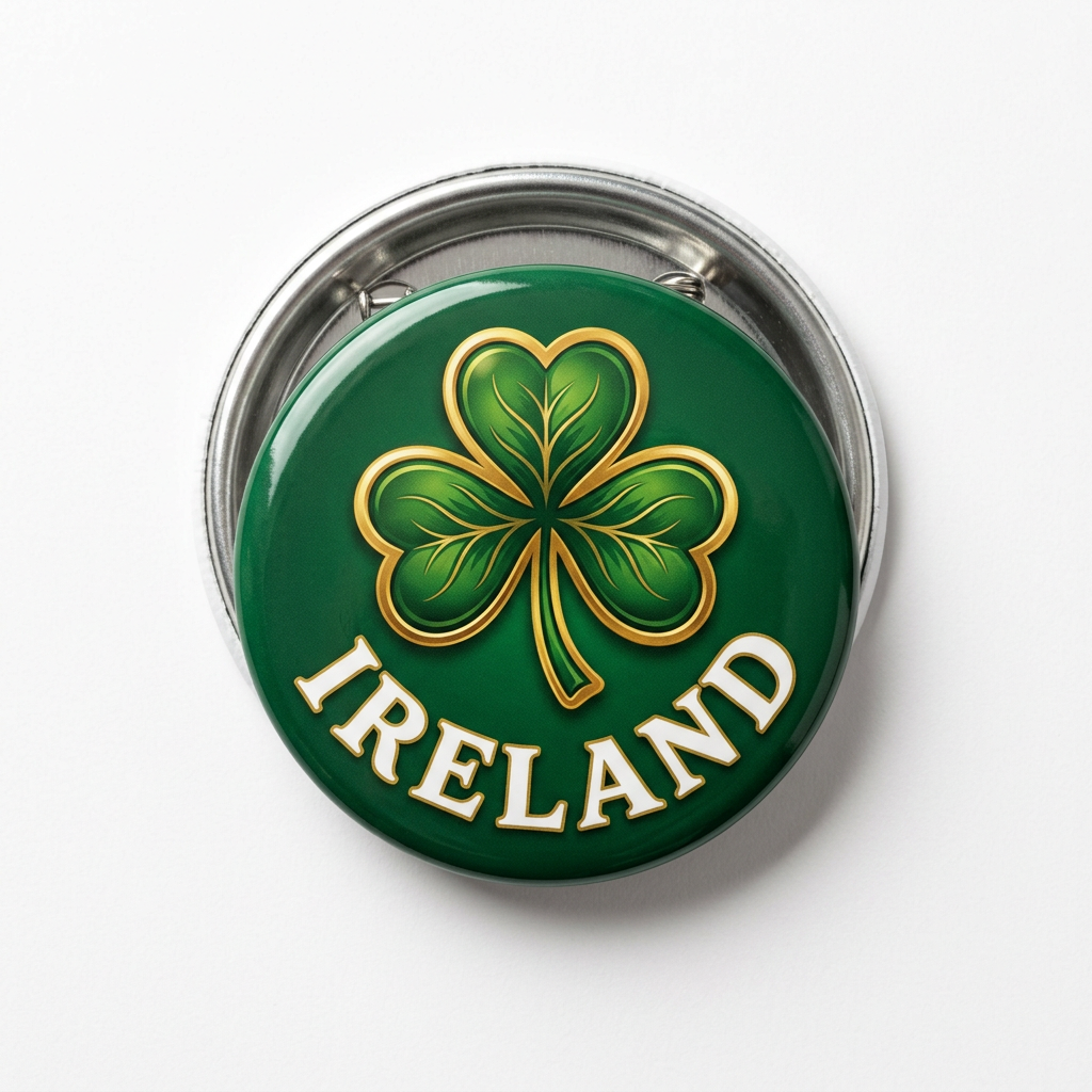 Shamrock Ireland Pin Button 2.25-inch