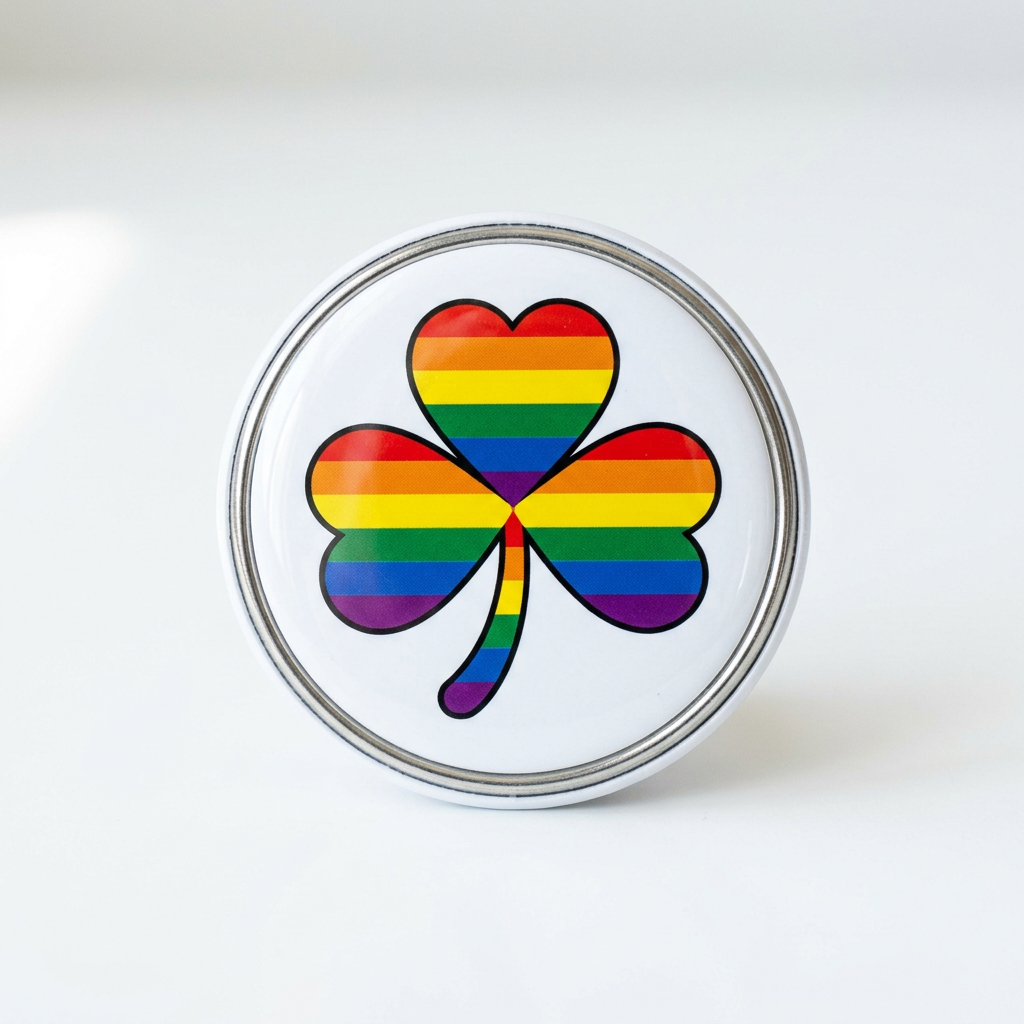 Shamrock Rainbow Pin Button 2.25-inch