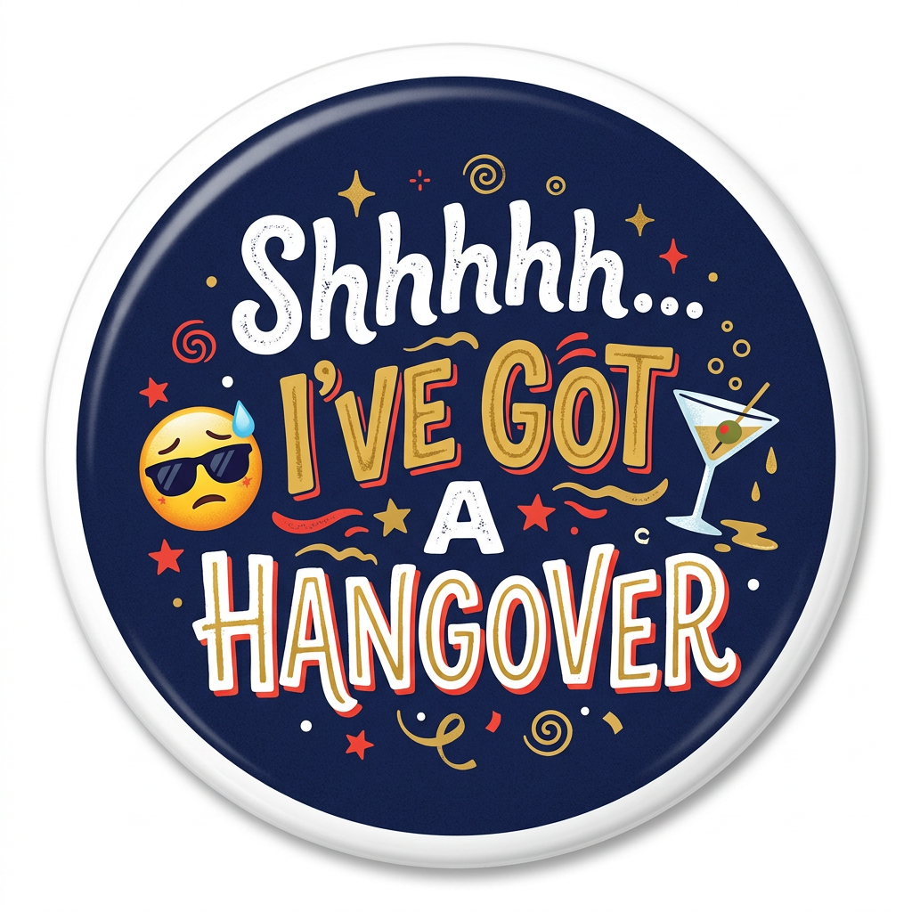 Shhhhh I've Got A Hangover Pin Button 2.25-inch