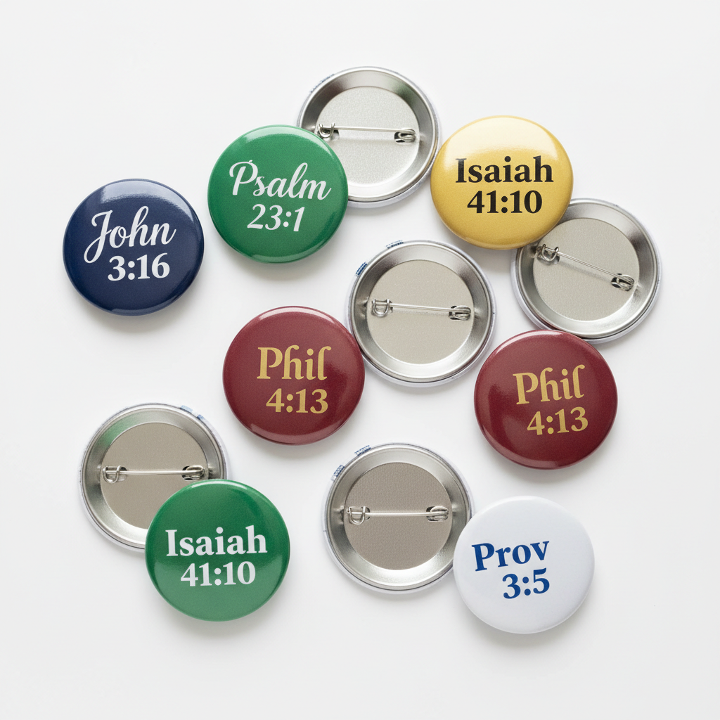 Short Bible Verses Pinbacks 1.25-inch 8 Pcs
