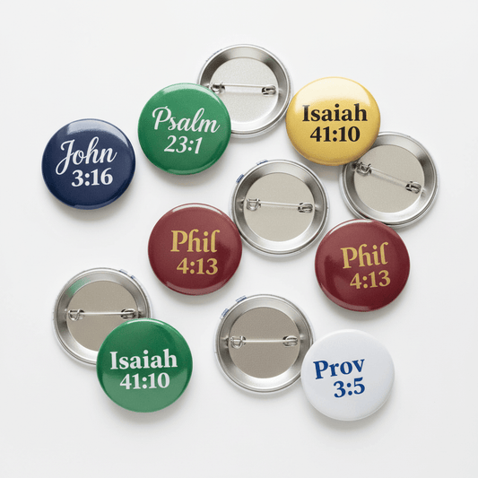 Short Bible Verses Pinbacks 1.25-inch 8 Pcs - My Pinbacks