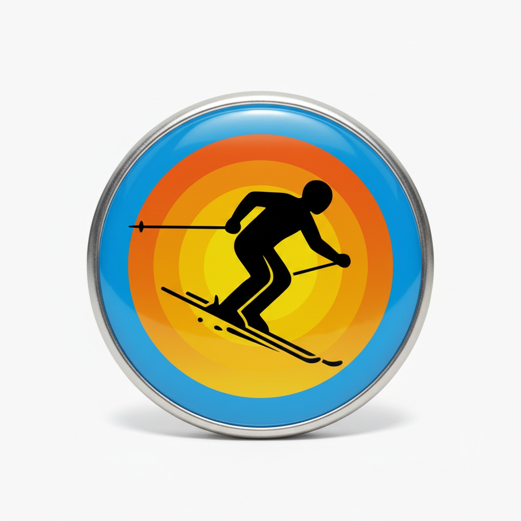 Skier/Skiing Symbol Pinback 2.25-inch