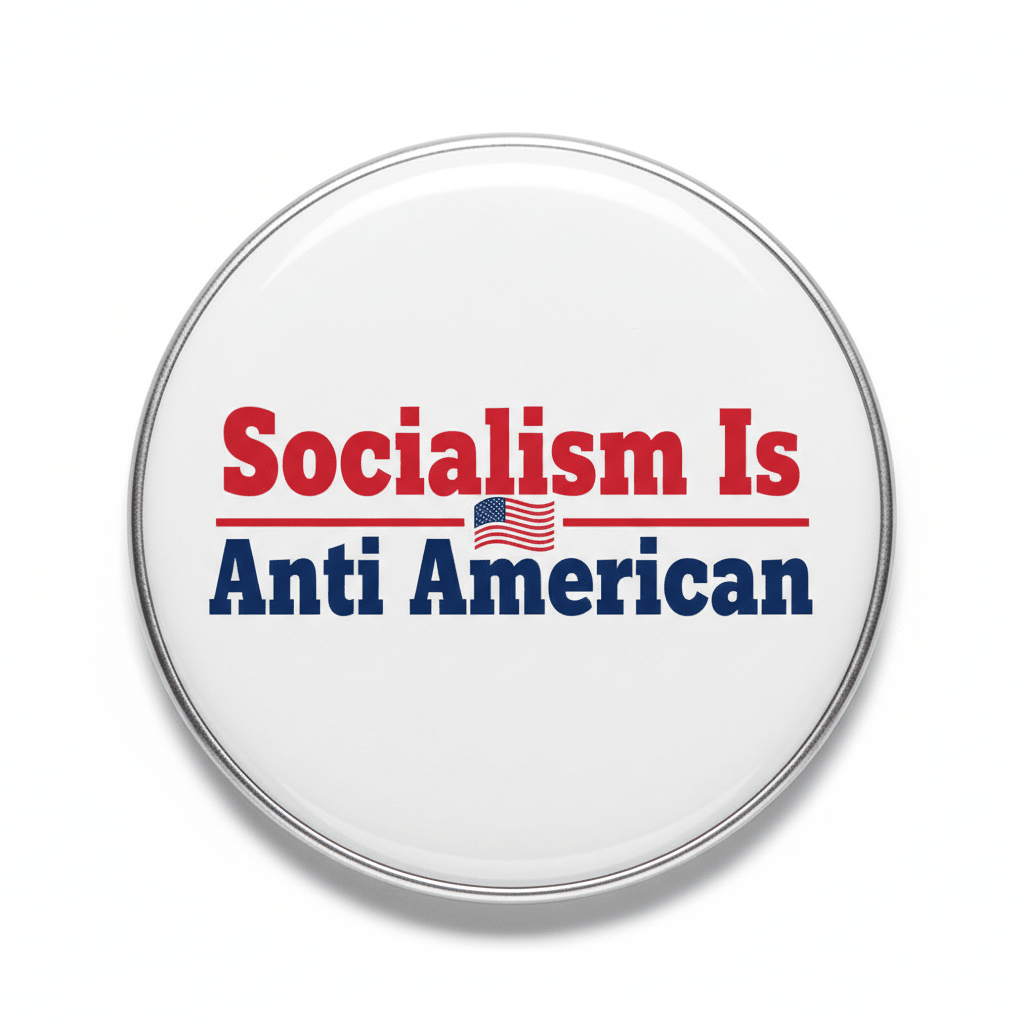 Socialism Is Anti American with red blue text Pinback 2.25-inch - My Pinbacks