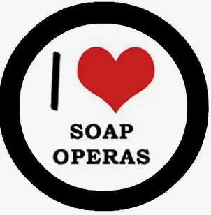 2.25-inch soap operas pinback button with red heart and 'SOAP OPERAS' text