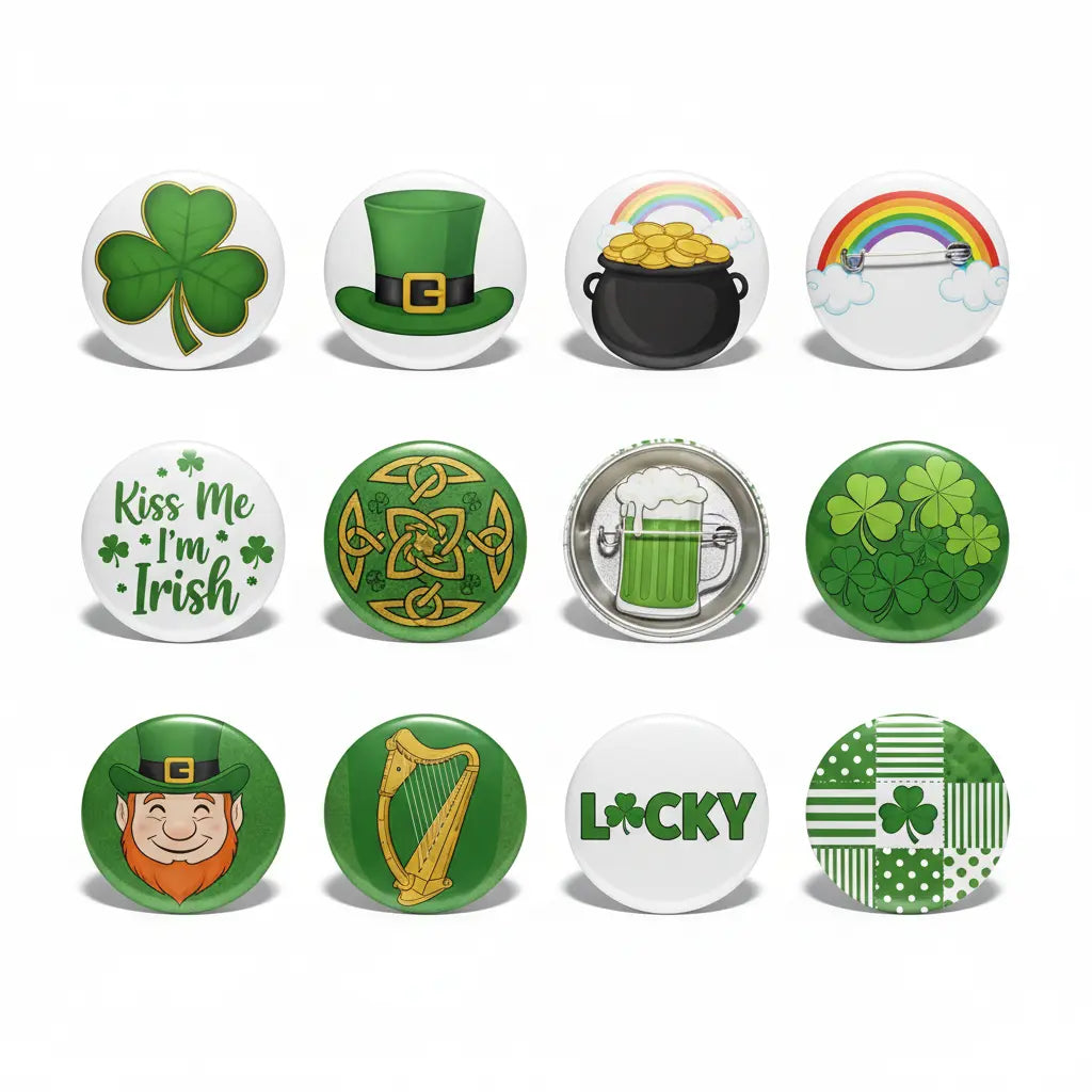 12 Pcs Saint Patricks Day Pinback 1.25-Inch