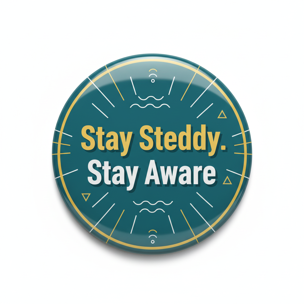 Stay Steady, Stay Aware Pinback 2.25-inch
