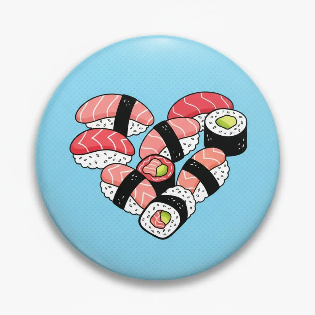 Sushi Heart Shaped Food Pinback 2.25-inch
