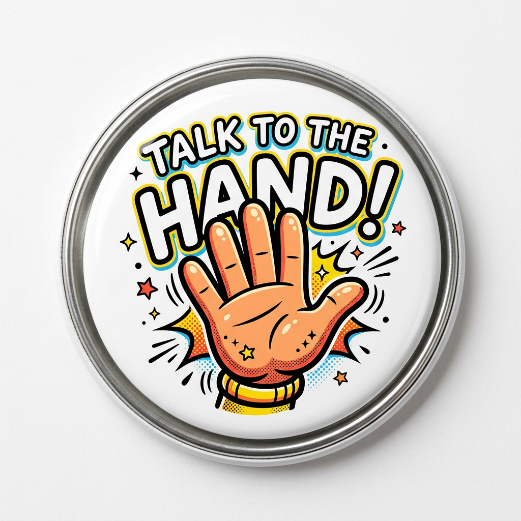 Talk to the hand Pin Button 2.25-inch