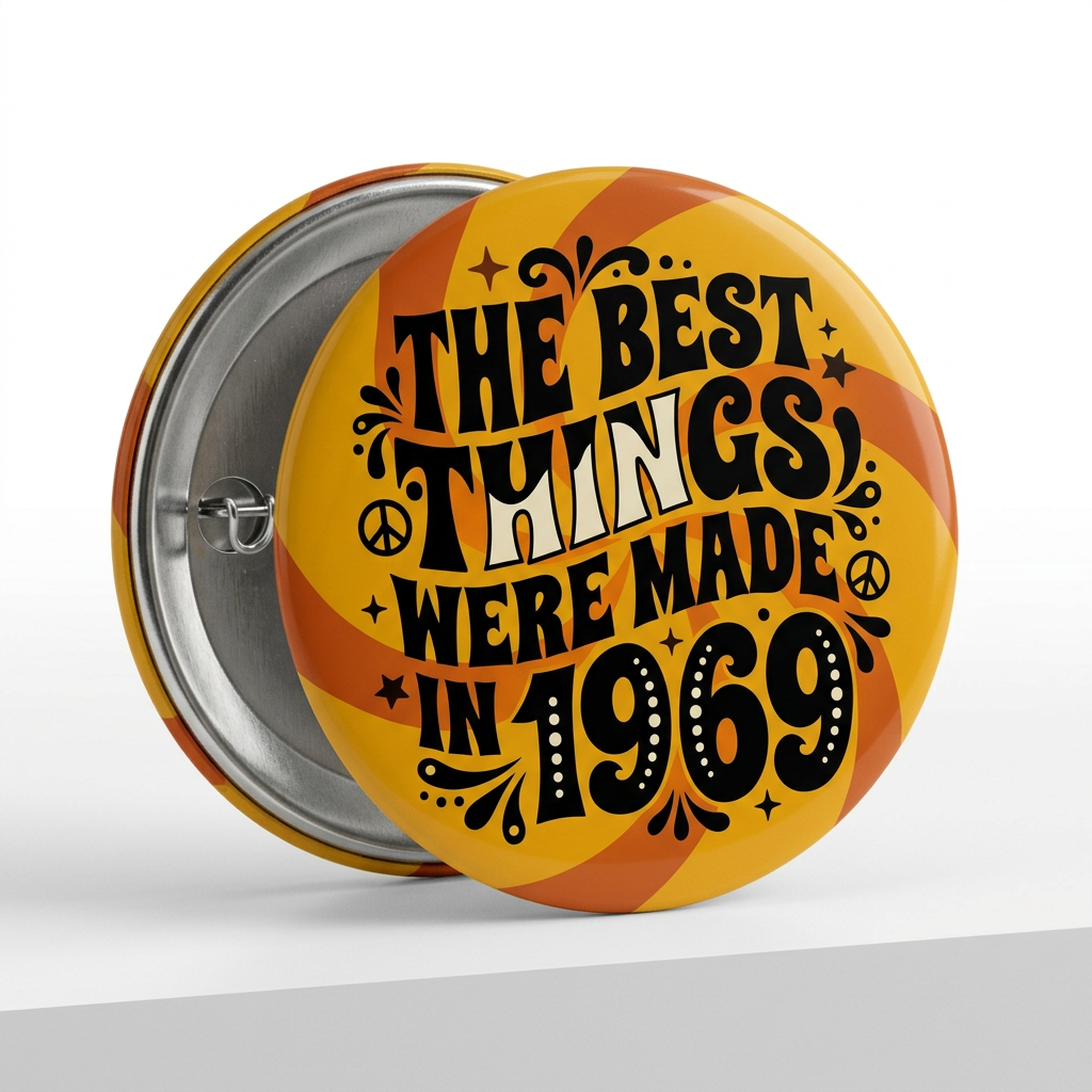 THE BEST THINGS WERE MADE IN 1969 Pin Button 225-inch