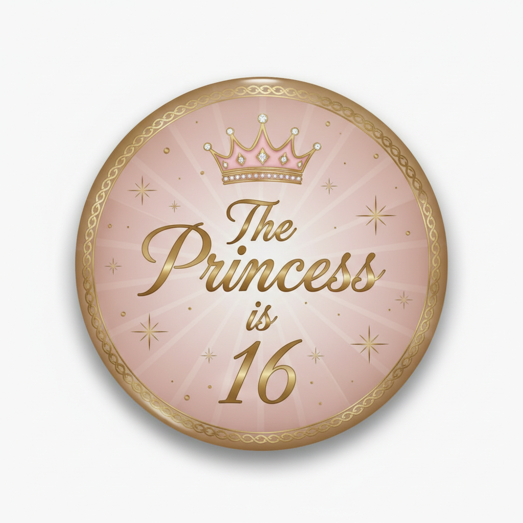 The Princess is 16 Birthday Pinback 2.25-inch
