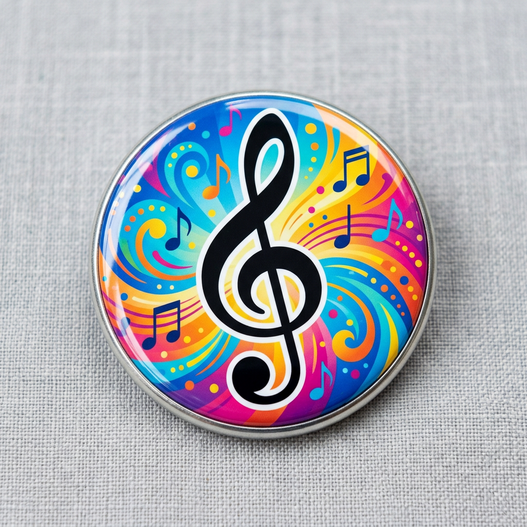 Treble Clef Pin Button 2.25-inch