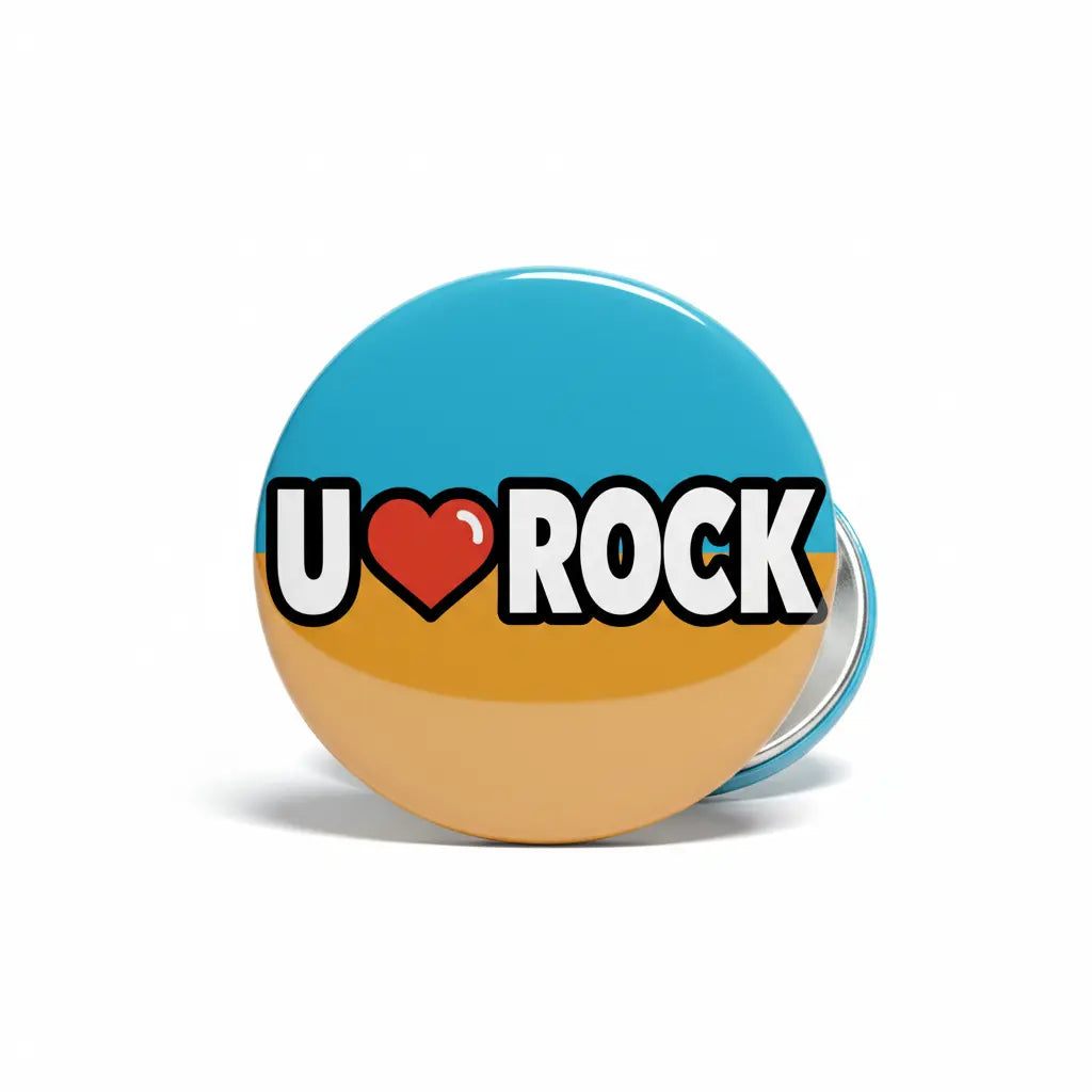 U Rock Love Heart Pinback 2.25-inch