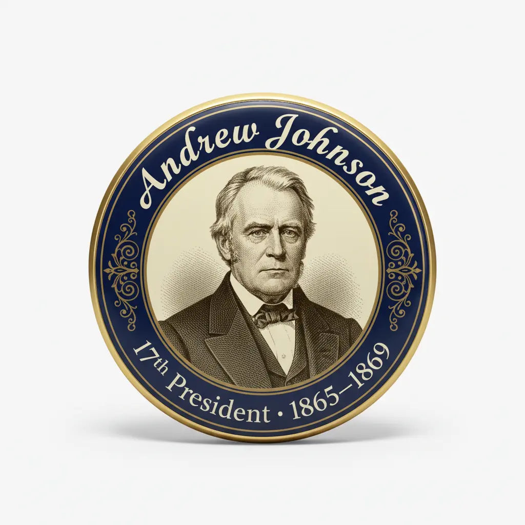 USA President ANDREW JOHNSON 1865-1869 Pin Button 2.25-inch - mypinbacks.com
