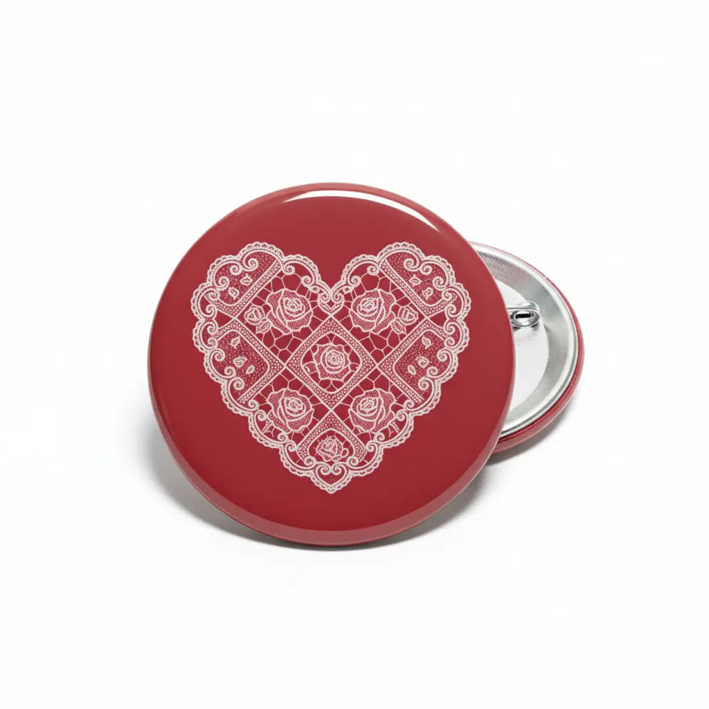 Valentine’s Heart Lace Pattern Pinback 2.25-inch