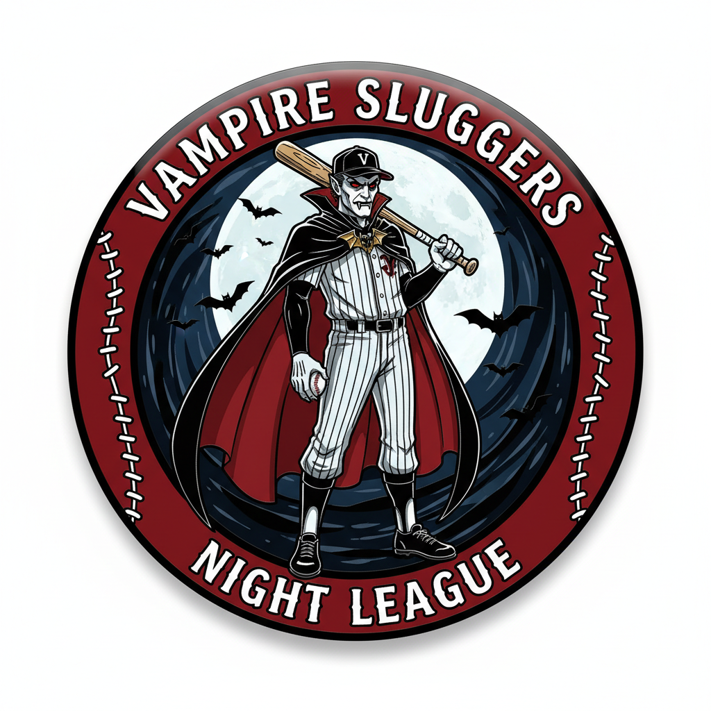 Vampire Baseball Pinback 2.25-inch