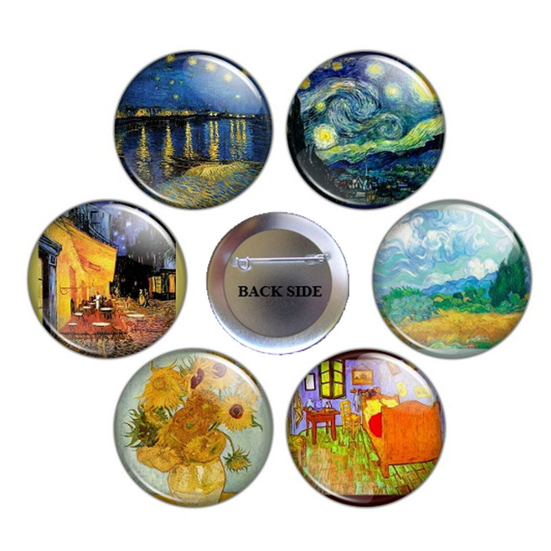 7 Pcs Vincent van Gogh Painting Pinback 1.25"