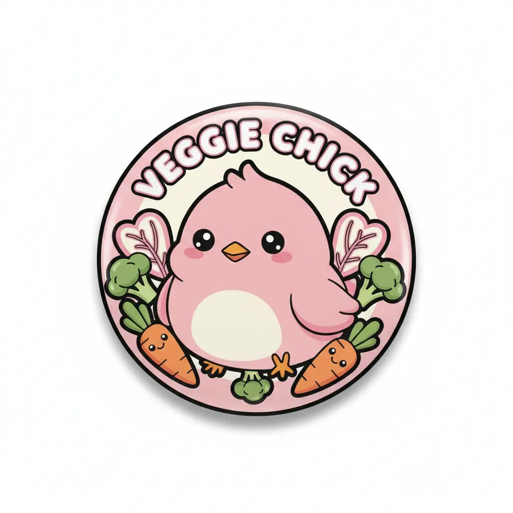 Veggie Chick Pink Pinback 2.25-inch