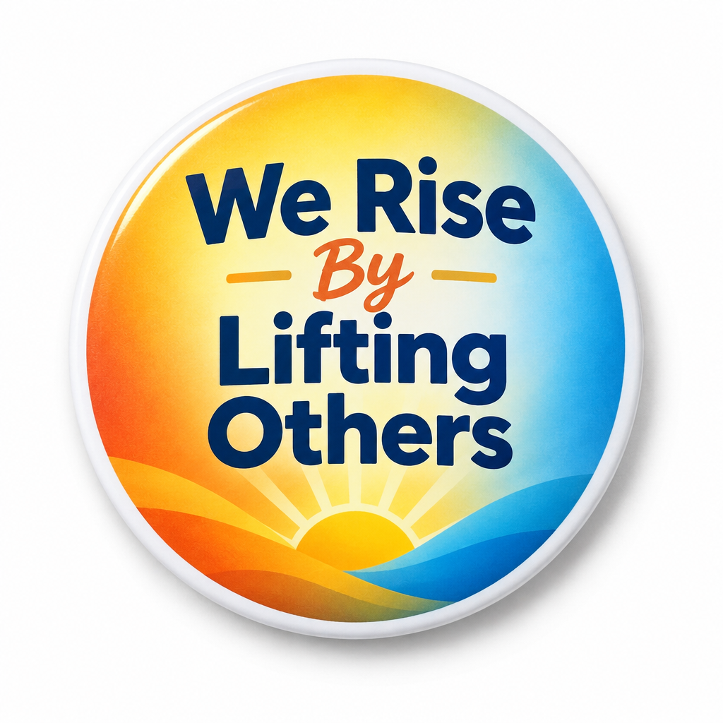Inspirational Quote We Rise By Lifting Others Pinback 2.25-inch