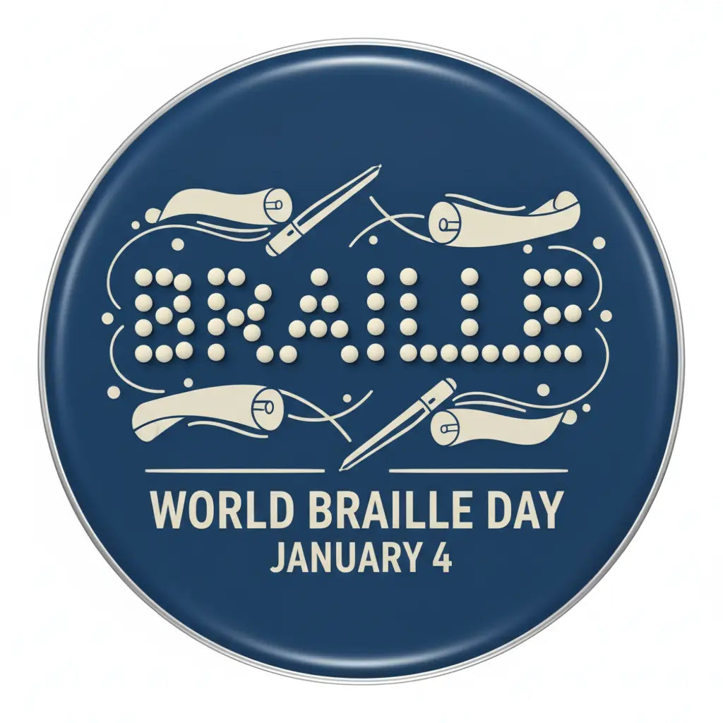 World Braile Day (Jan 4) Pinback 2.25-inch
