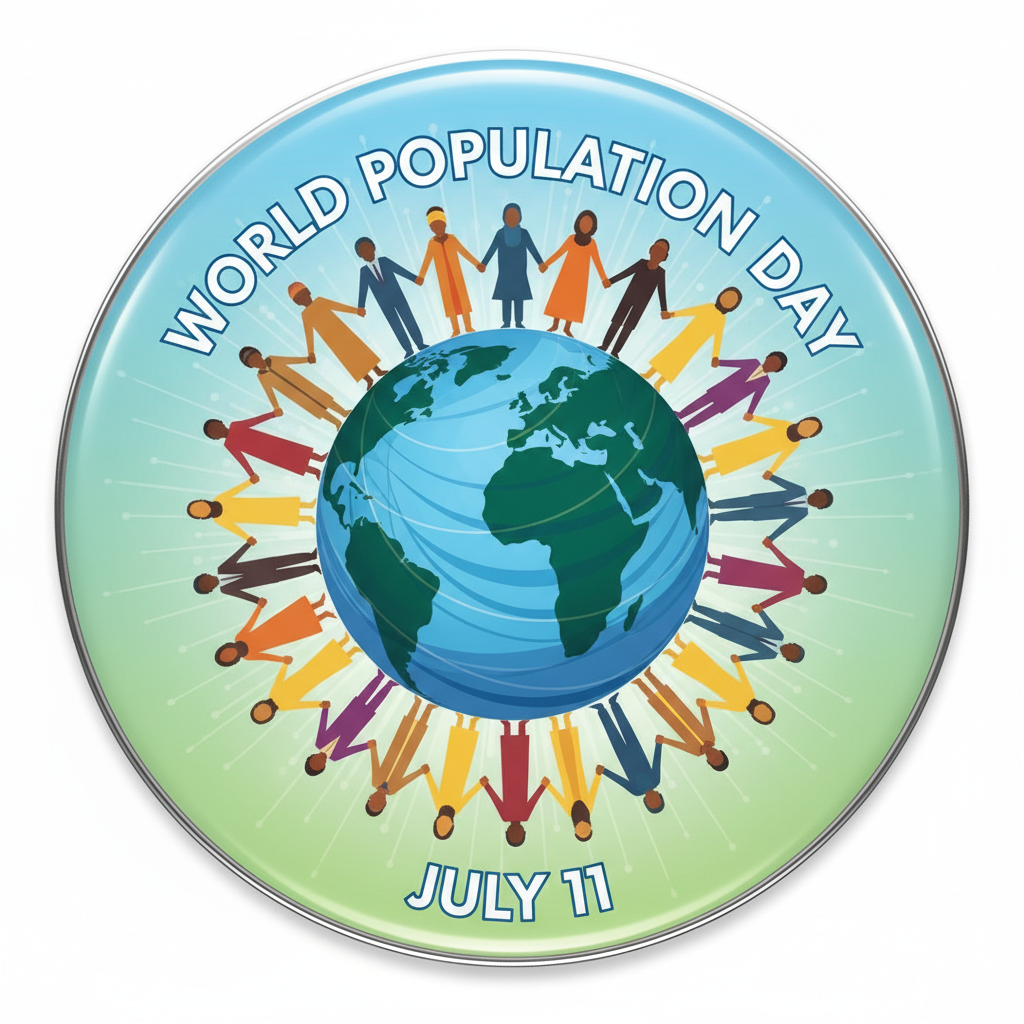 World Population Day (July 11) Pinback 2.25-inch