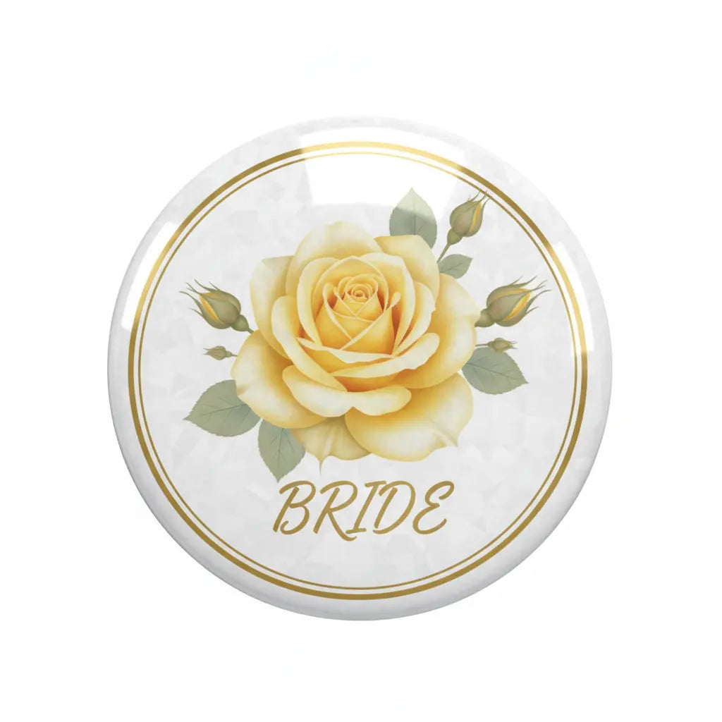 Yellow Rose Bride Pinback 2.25-inch