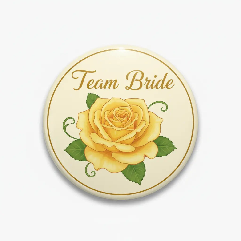 Yellow Rose Team Bride Pinback 2.25-inch
