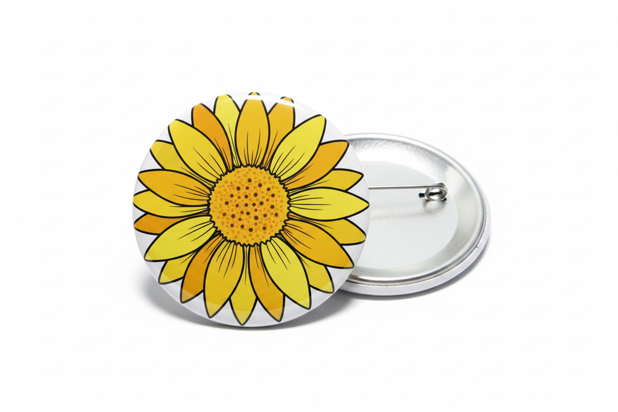 Yellow Spring Flower Pinback 2.25-inch