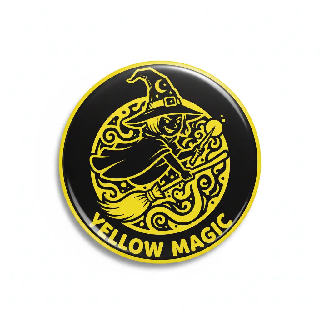 Yellow Witch Pinback 2.25-inch