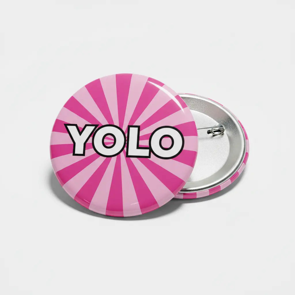 YOLO Pink Stripe Pinback 2.25-inch