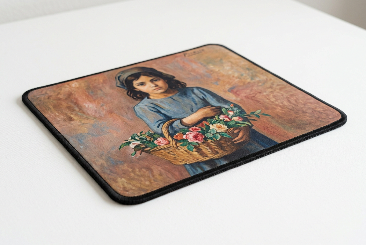 Young Girl with a Flower Basket Mousepad