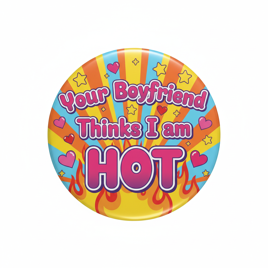Your Boyfriend Thinks I am HOT Pinback 2.25-inch