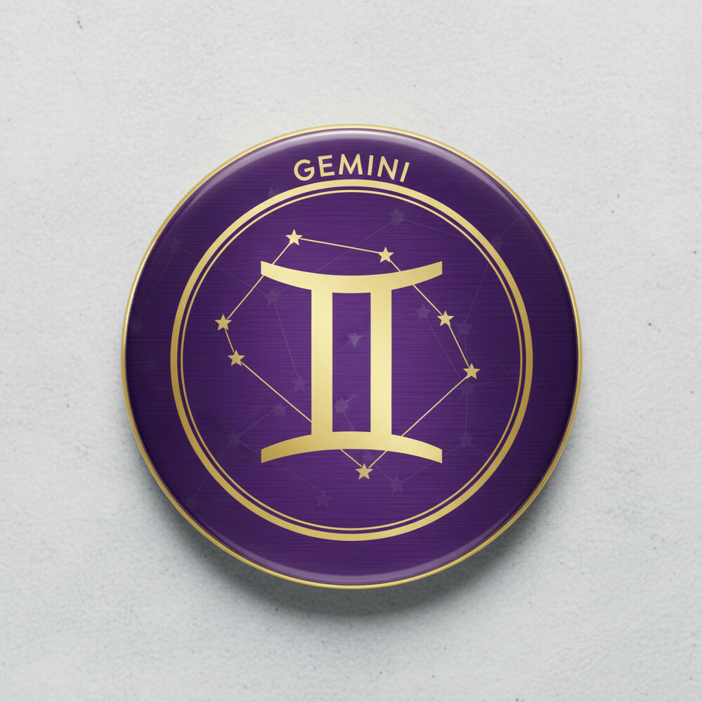 Zodiac Symbol Gemini Pinback 2.25-inch