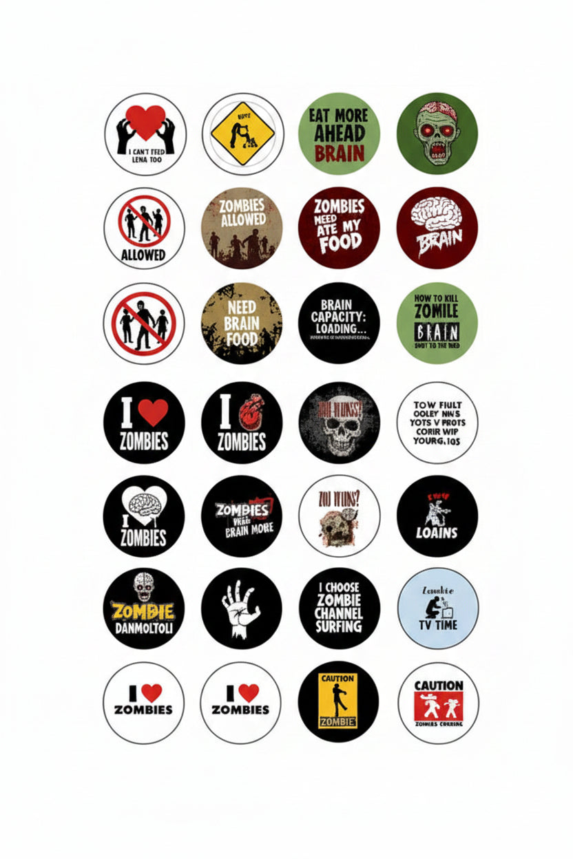 18 Pcs Zombies Zombie Pinback 1.25-inch